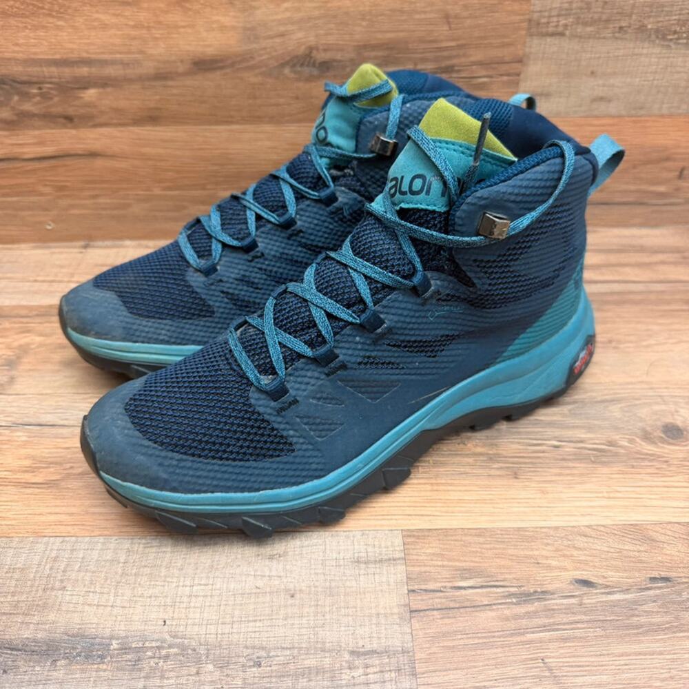 Salomon Outline Mid GTX Womens Size 9 Hiking Boots Navy Blue Waterproof